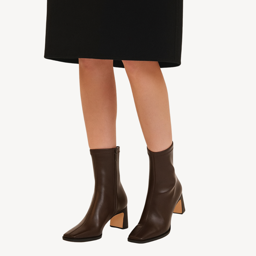 Elarova | Vintage-Stiefeletten mit quadratischer Zehenpartie für Damen