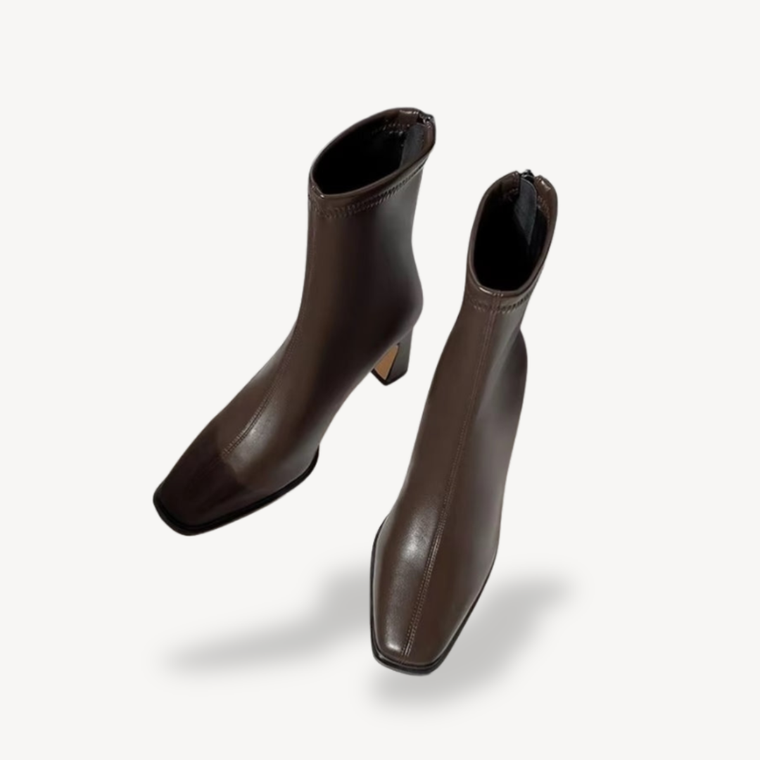 Elarova | Vintage-Stiefeletten mit quadratischer Zehenpartie für Damen