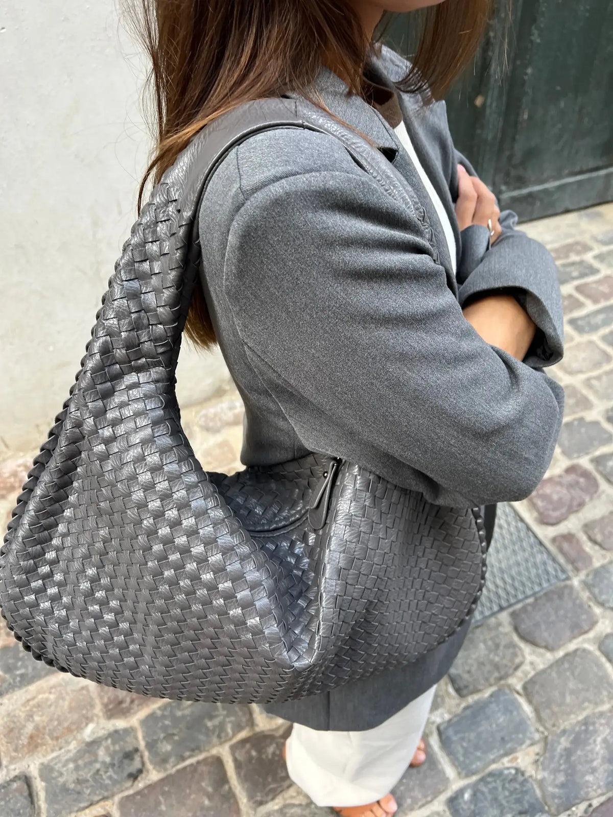 Elarova | Vintage Umhängetasche damen | Geflochtene Handtasche mit Reißverschluss im Sale