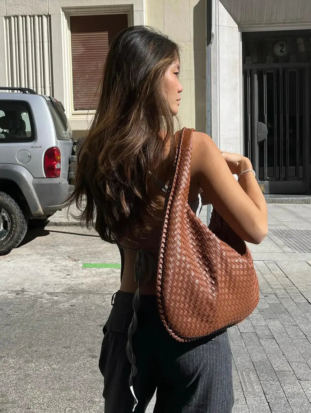 Elarova | Vintage Umhängetasche damen | Geflochtene Handtasche mit Reißverschluss im Sale