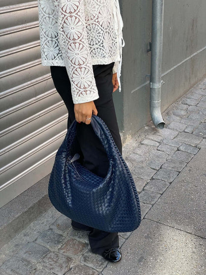 Elarova | Vintage Umhängetasche damen | Geflochtene Handtasche mit Reißverschluss im Sale
