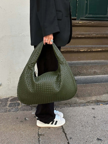 Elarova | Vintage Umhängetasche damen | Geflochtene Handtasche mit Reißverschluss im Sale