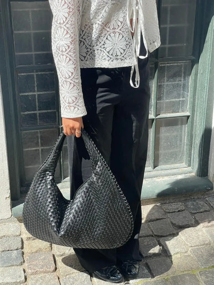 Elarova | Vintage Umhängetasche damen | Geflochtene Handtasche mit Reißverschluss im Sale