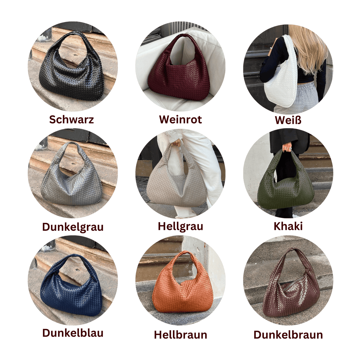 Elarova | Vintage Umhängetasche damen | Geflochtene Handtasche mit Reißverschluss im Sale