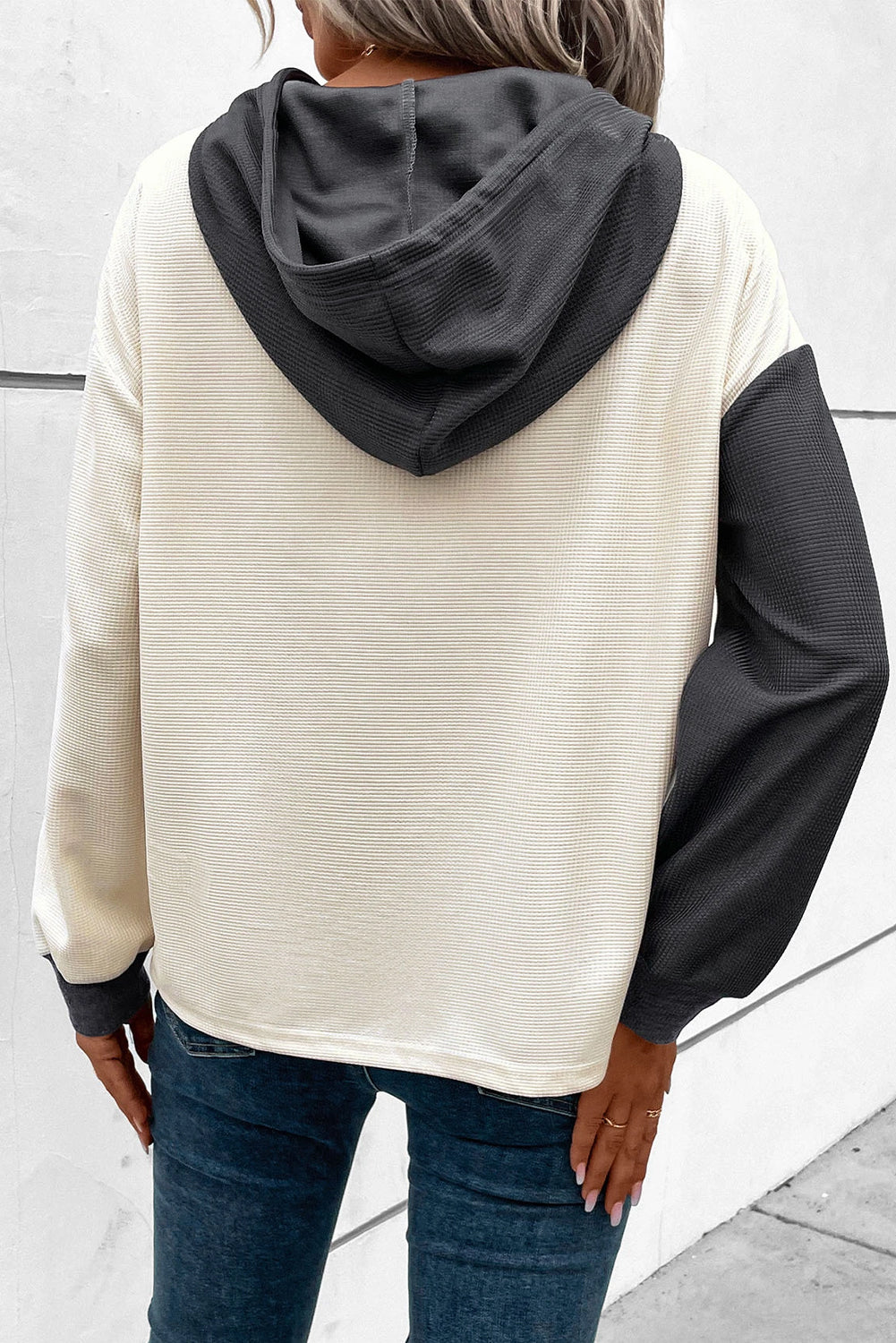 Elarova | Waffel-Hoodie Mit Knopfleiste Für Frauen