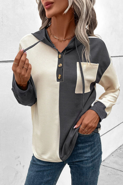 Elarova | Waffel-Hoodie Mit Knopfleiste Für Frauen