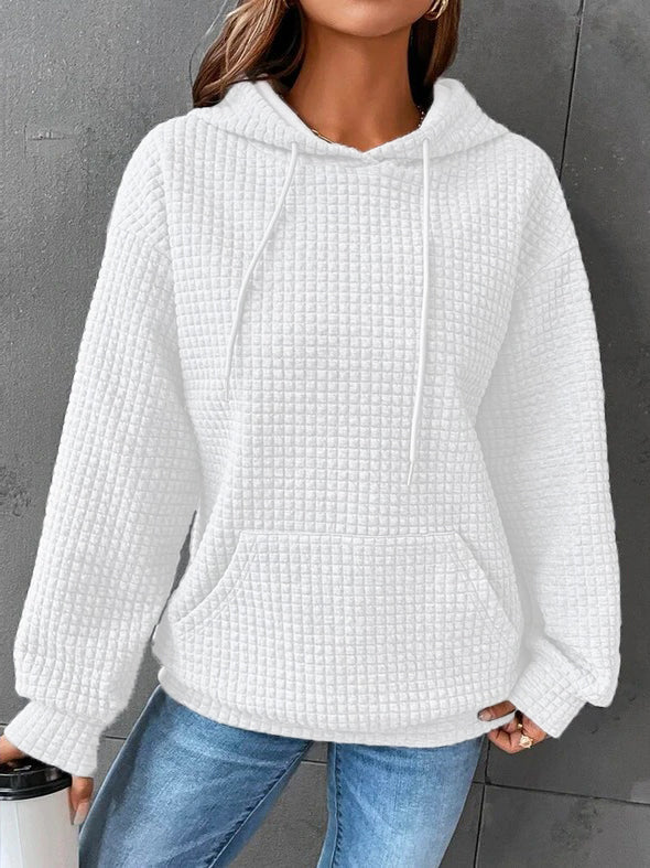 Elarova | Waffel-Kapuzenpullover mit Kordelzug für Damen