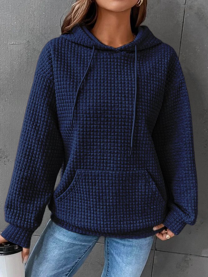 Elarova | Waffel-Kapuzenpullover mit Kordelzug für Damen