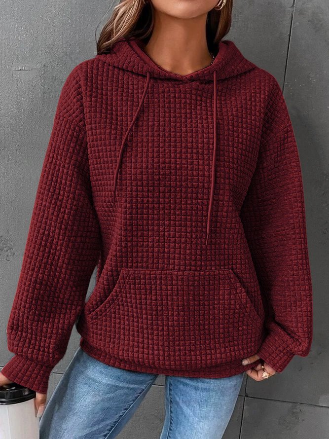 Elarova | Waffel-Kapuzenpullover mit Kordelzug für Damen