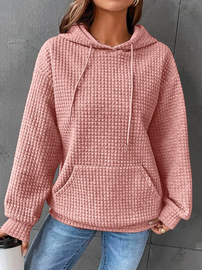 Elarova | Waffel-Kapuzenpullover mit Kordelzug für Damen