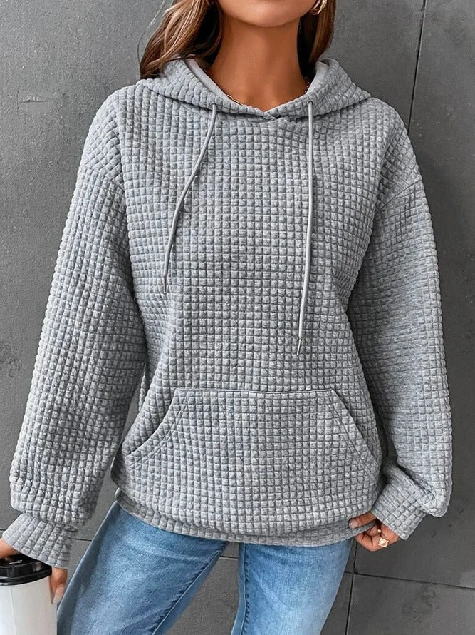 Elarova | Waffel-Kapuzenpullover mit Kordelzug für Damen