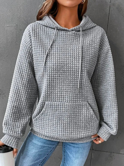 Elarova | Waffel-Kapuzenpullover mit Kordelzug für Damen