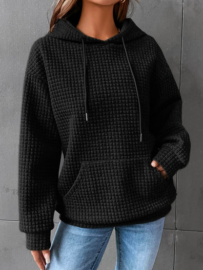 Elarova | Waffel-Kapuzenpullover mit Kordelzug für Damen