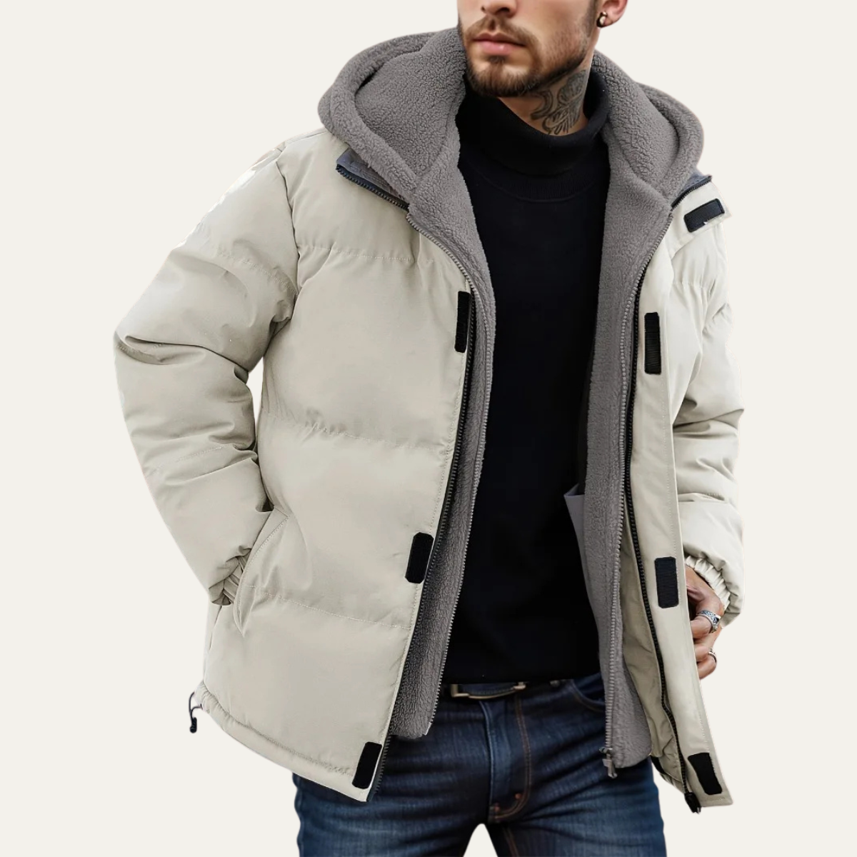 Elarova | Warme Herren-Steppjacke mit Kapuze