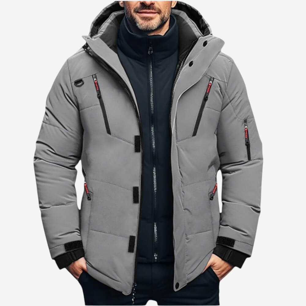 Elarova | Warme Herren-Winter-Steppjacke mit Kapuze