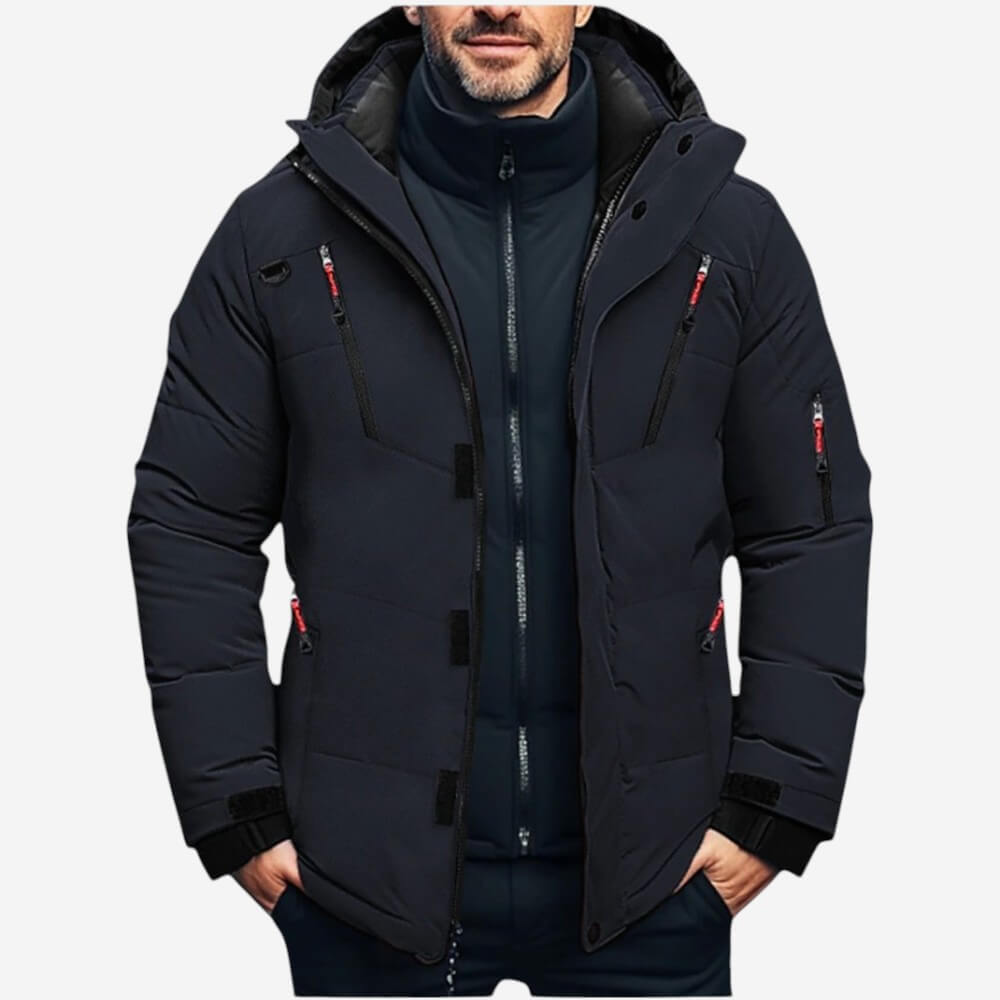 Elarova | Warme Herren-Winter-Steppjacke mit Kapuze