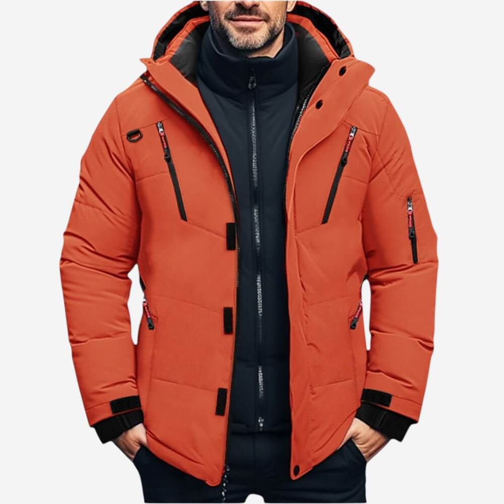 Elarova | Warme Herren-Winter-Steppjacke mit Kapuze