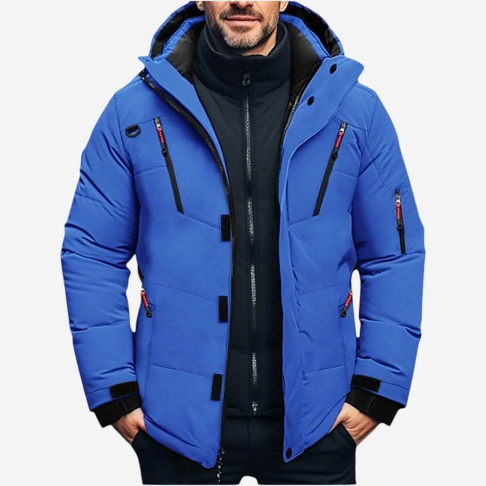 Elarova | Warme Herren-Winter-Steppjacke mit Kapuze