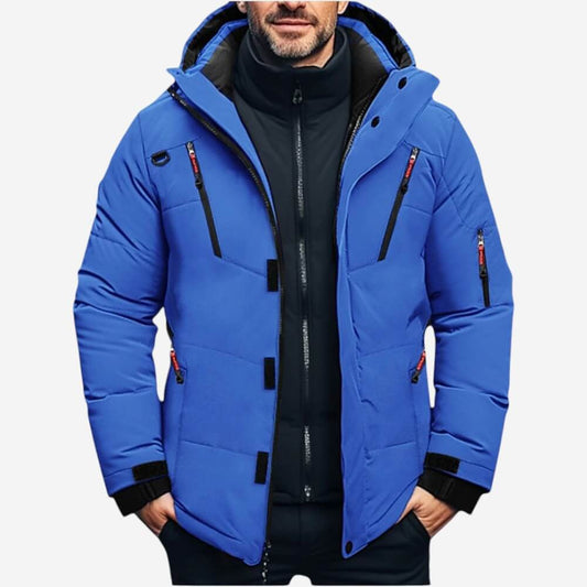 Elarova | Warme Herren-Winter-Steppjacke mit Kapuze