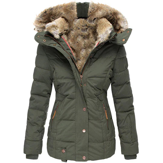 Elarova | Warme Winterjacke mit Fellkapuze