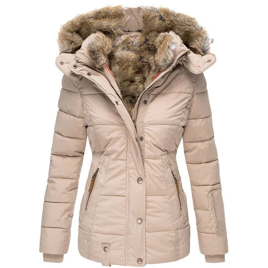 Elarova | Warme Winterjacke mit Fellkapuze