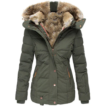 Elarova | Warme Winterjacke mit Fellkapuze