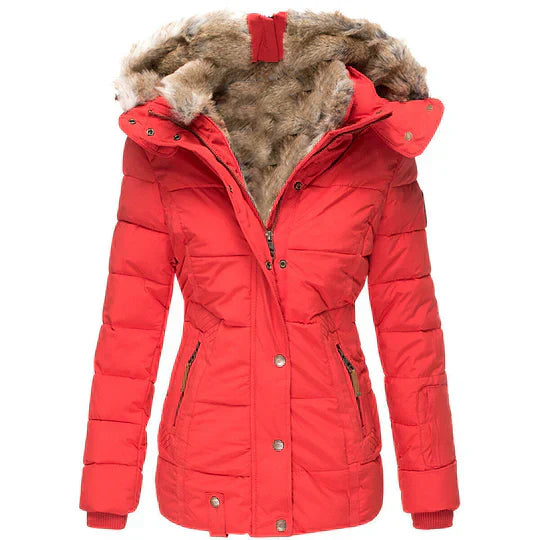 Elarova | Warme Winterjacke mit Fellkapuze