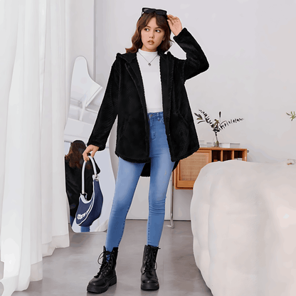 Elarova | Wärmende Strickjacke mit weichem Futter und Kapuze für Damen