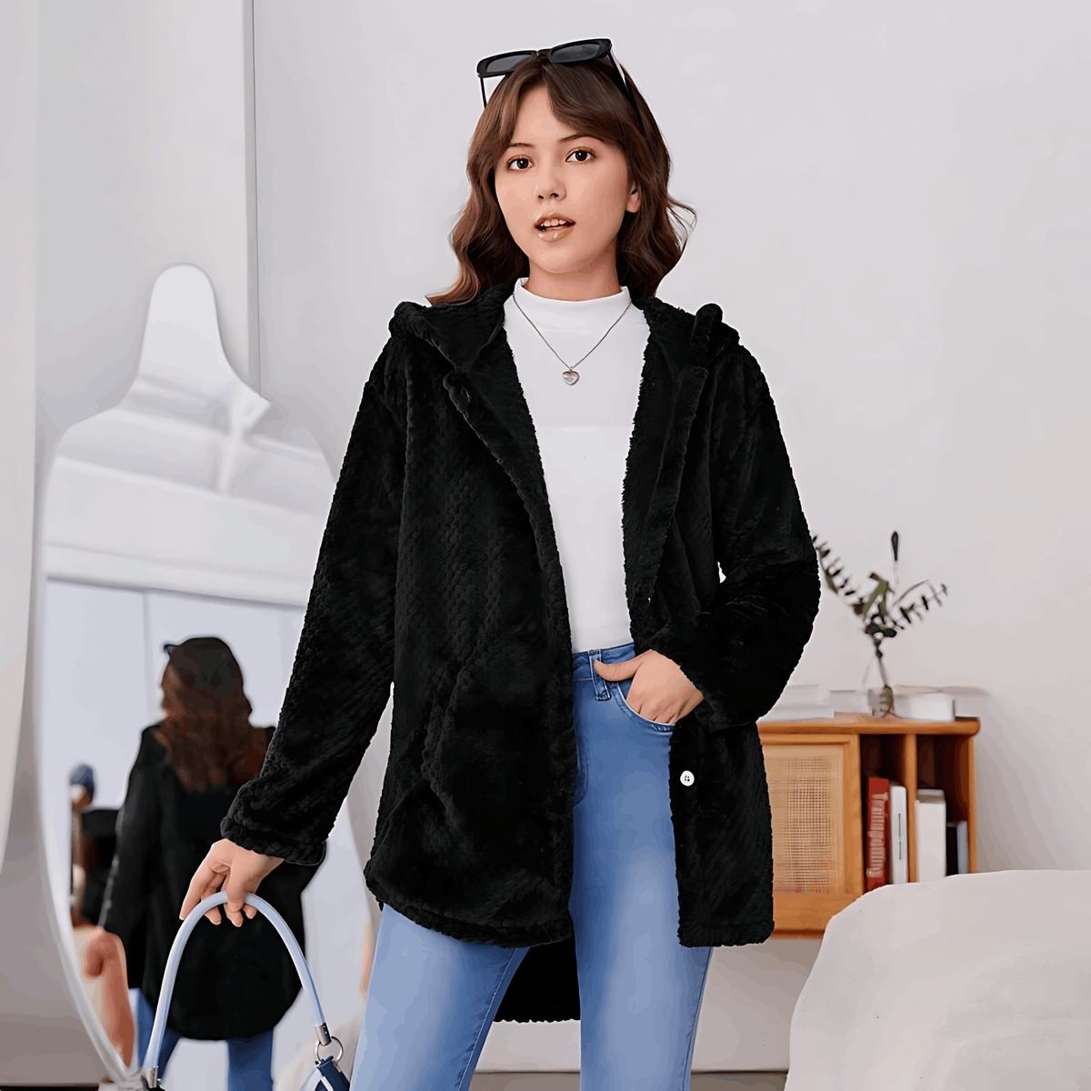 Elarova | Wärmende Strickjacke mit weichem Futter und Kapuze für Damen
