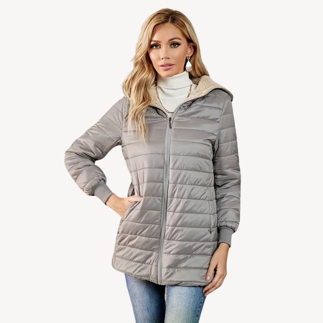 Elarova | Warmer Baumwollpelzmantel mit Kapuze für Damen