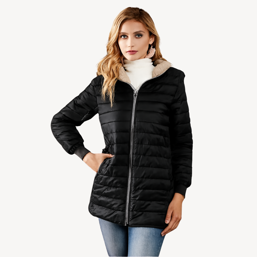 Elarova | Warmer Baumwollpelzmantel mit Kapuze für Damen