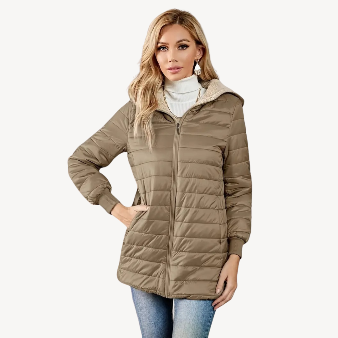 Elarova | Warmer Baumwollpelzmantel mit Kapuze für Damen