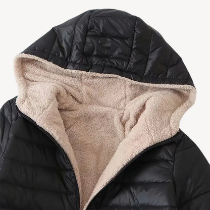 Elarova | Warmer Baumwollpelzmantel mit Kapuze für Damen