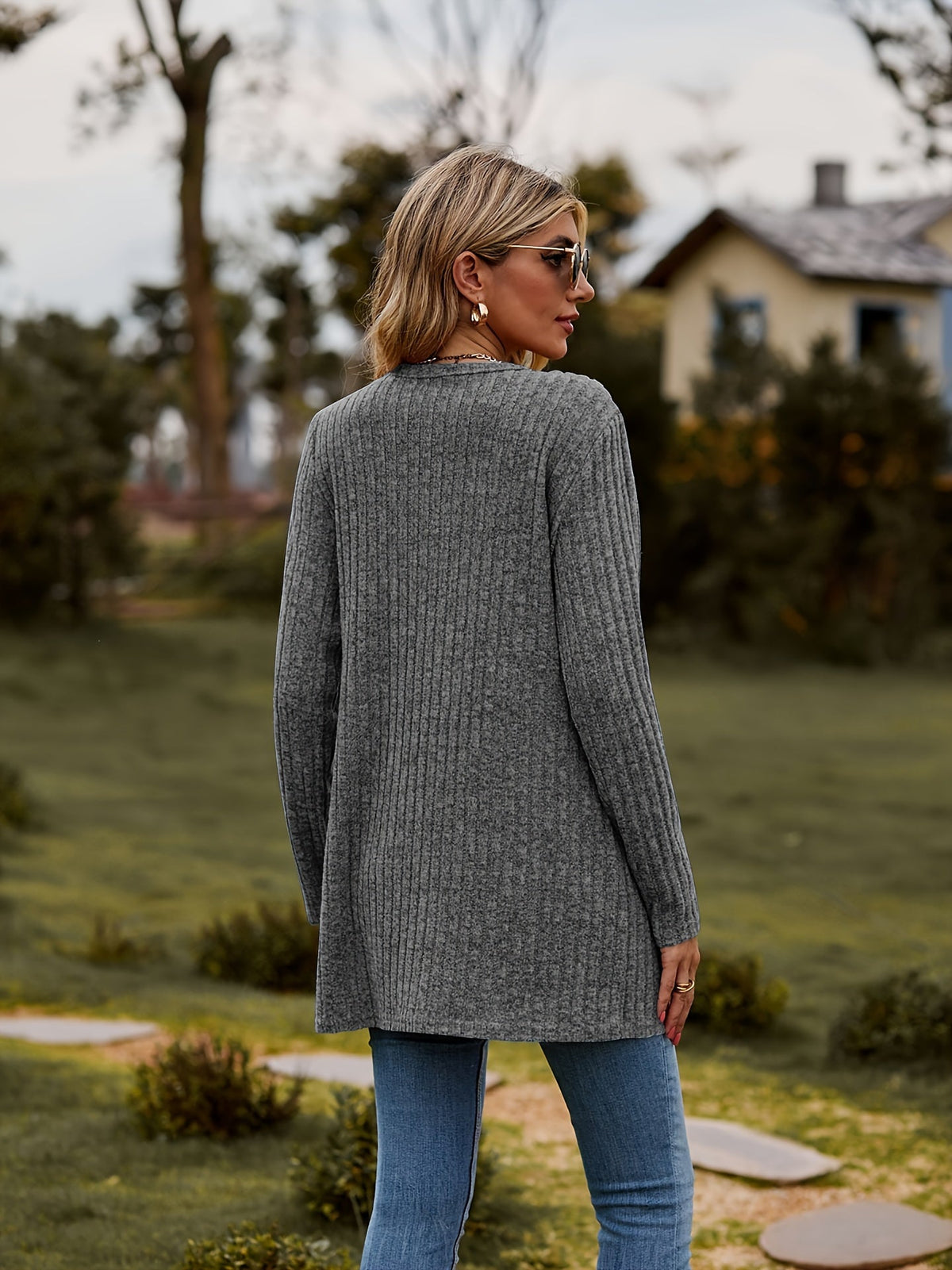 Elarova | Warmer Gerippter Baumwolle Strickcardigan Für Damen | Perfekt Für Lässige Tage