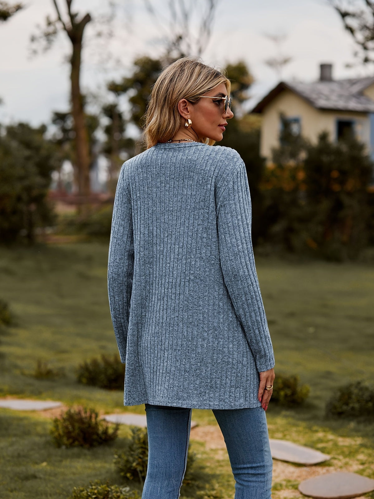 Elarova | Warmer Gerippter Baumwolle Strickcardigan Für Damen | Perfekt Für Lässige Tage