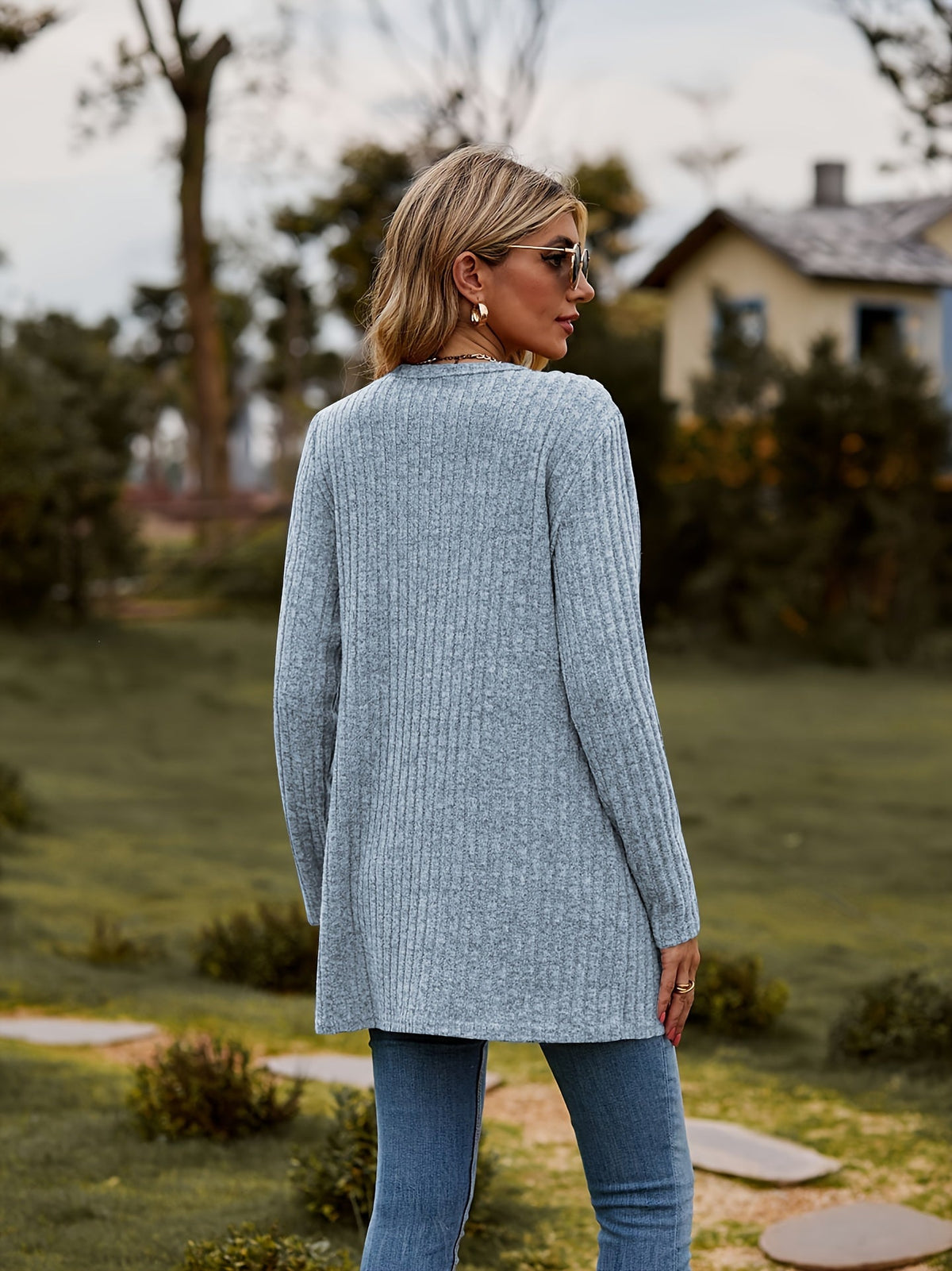 Elarova | Warmer Gerippter Baumwolle Strickcardigan Für Damen | Perfekt Für Lässige Tage