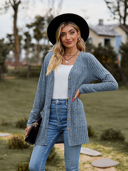 Elarova | Warmer Gerippter Baumwolle Strickcardigan Für Damen | Perfekt Für Lässige Tage