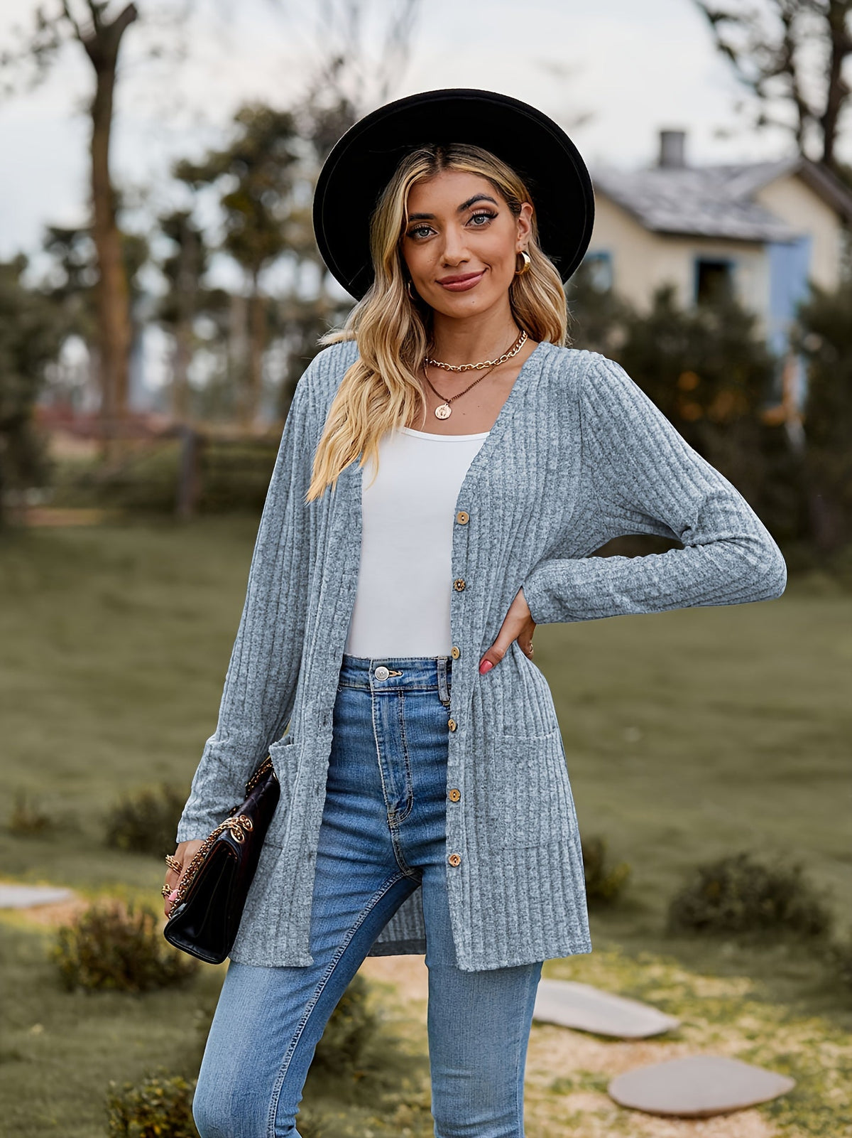 Elarova | Warmer Gerippter Baumwolle Strickcardigan Für Damen | Perfekt Für Lässige Tage