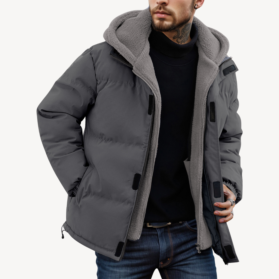 Elarova | Warmer Herren-Wintermantel aus Nylon mit Kapuze