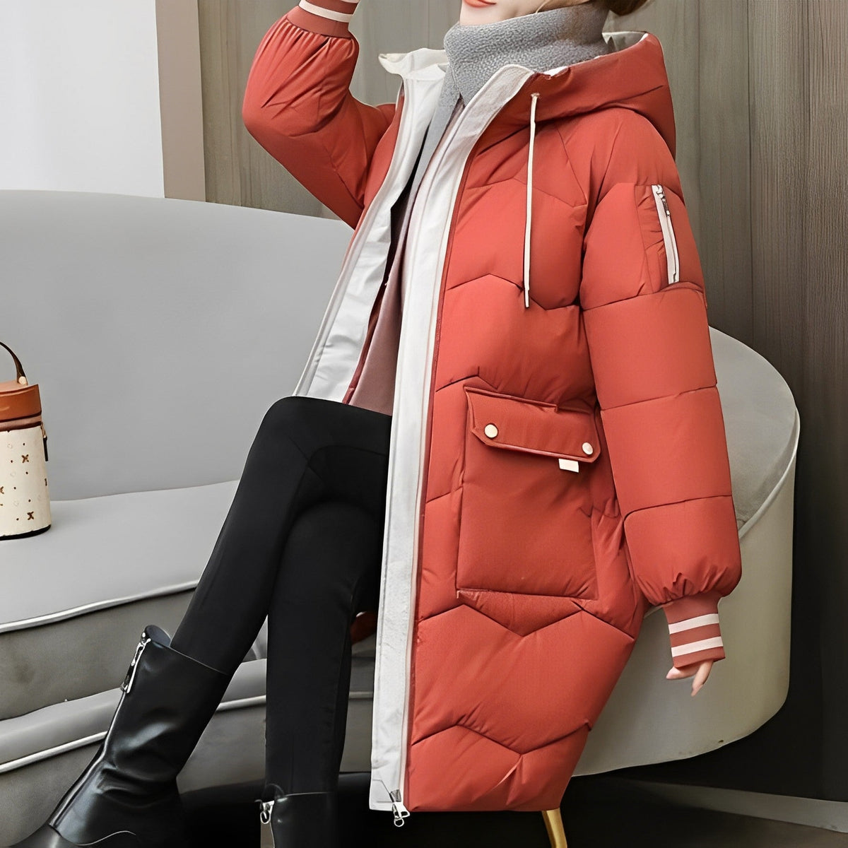 Elarova | Warmer Und Langer Wattierter Mantel