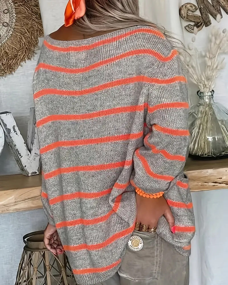Elarova | Warmer gestreifter Damenpullover