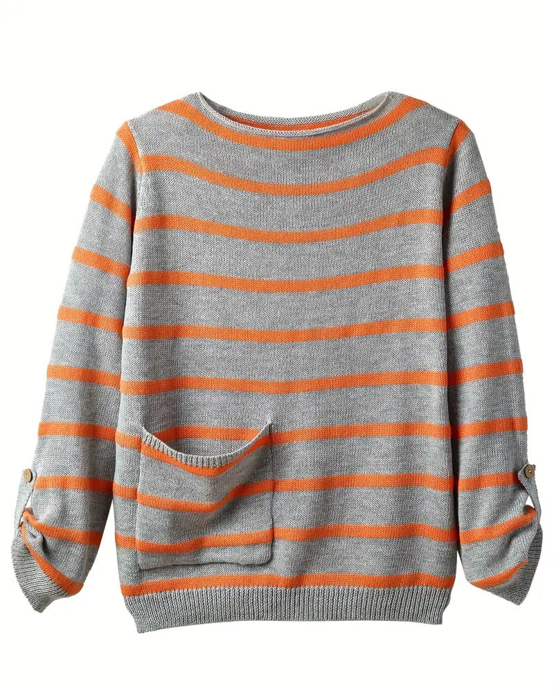 Elarova | Warmer gestreifter Damenpullover