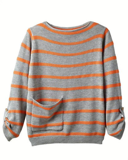 Elarova | Warmer gestreifter Damenpullover