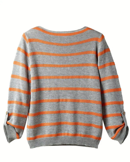 Elarova | Warmer gestreifter Damenpullover