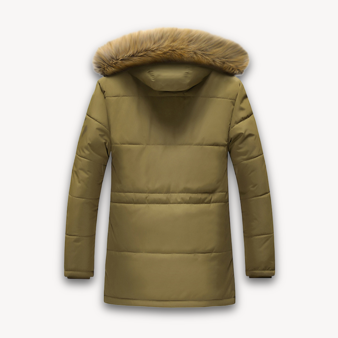 Elarova | Wasserdichte Winterjacke für Herren – Kapuze aus Kunstpelz