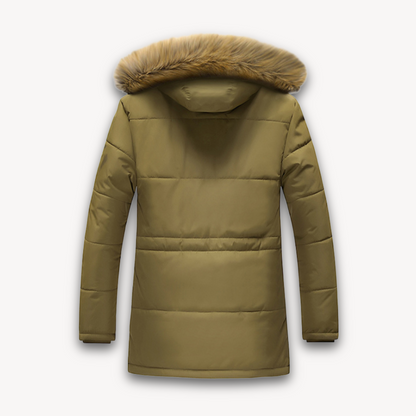 Elarova | Wasserdichte Winterjacke für Herren – Kapuze aus Kunstpelz