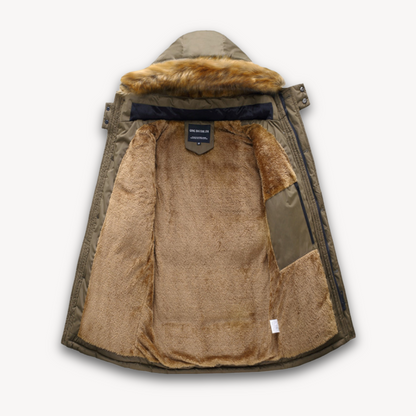 Elarova | Wasserdichte Winterjacke für Herren – Kapuze aus Kunstpelz