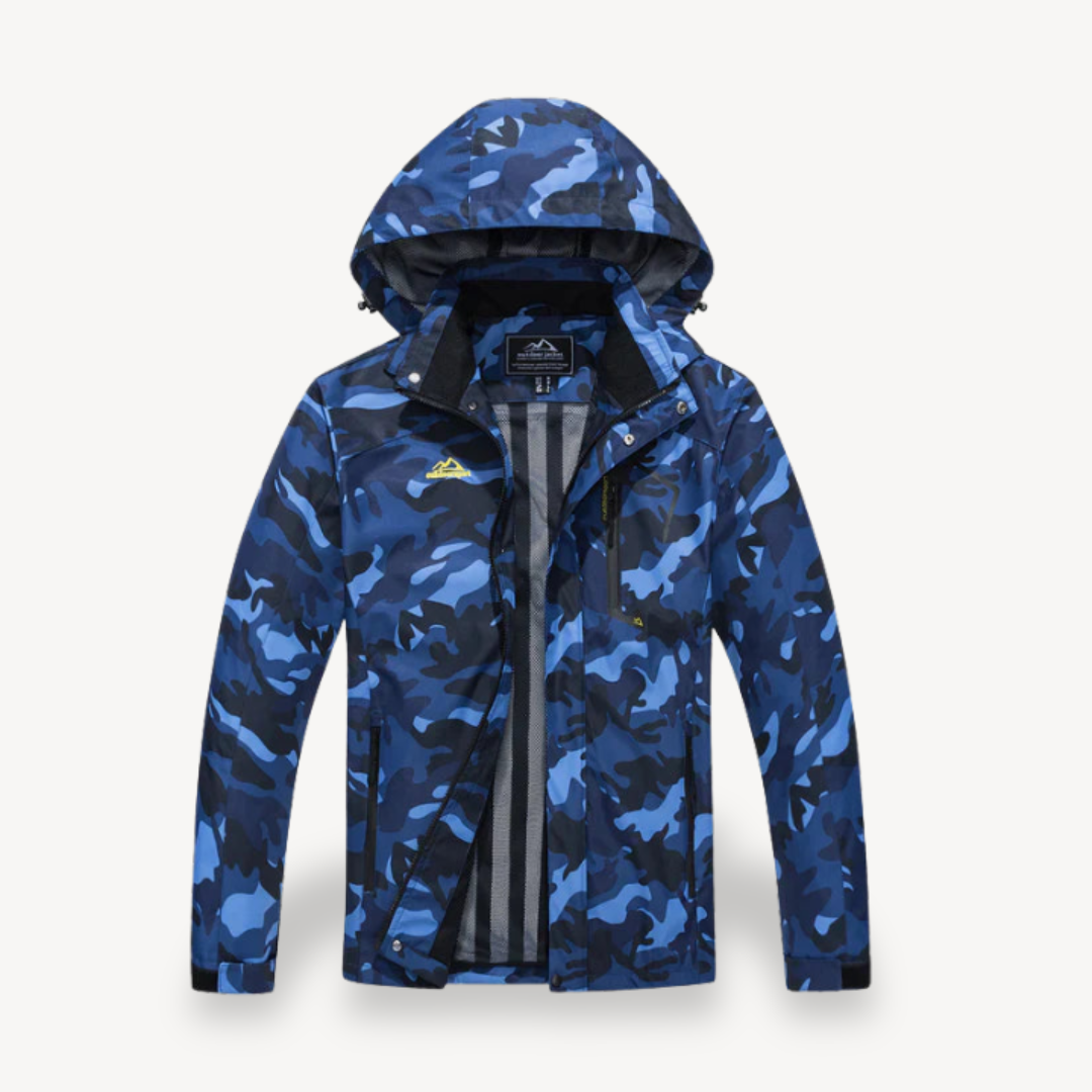Elarova | Wasserdichte Winterjacke mit Kapuze und Camouflage-Muster für Herren