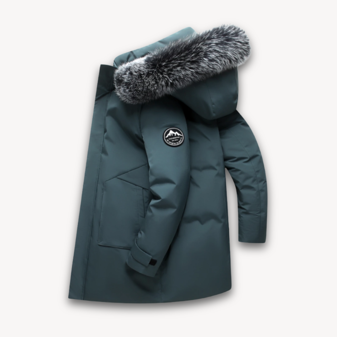 Elarova | Wasserdichter Parka-Mantel für Herren – Kapuze aus Kunstpelz