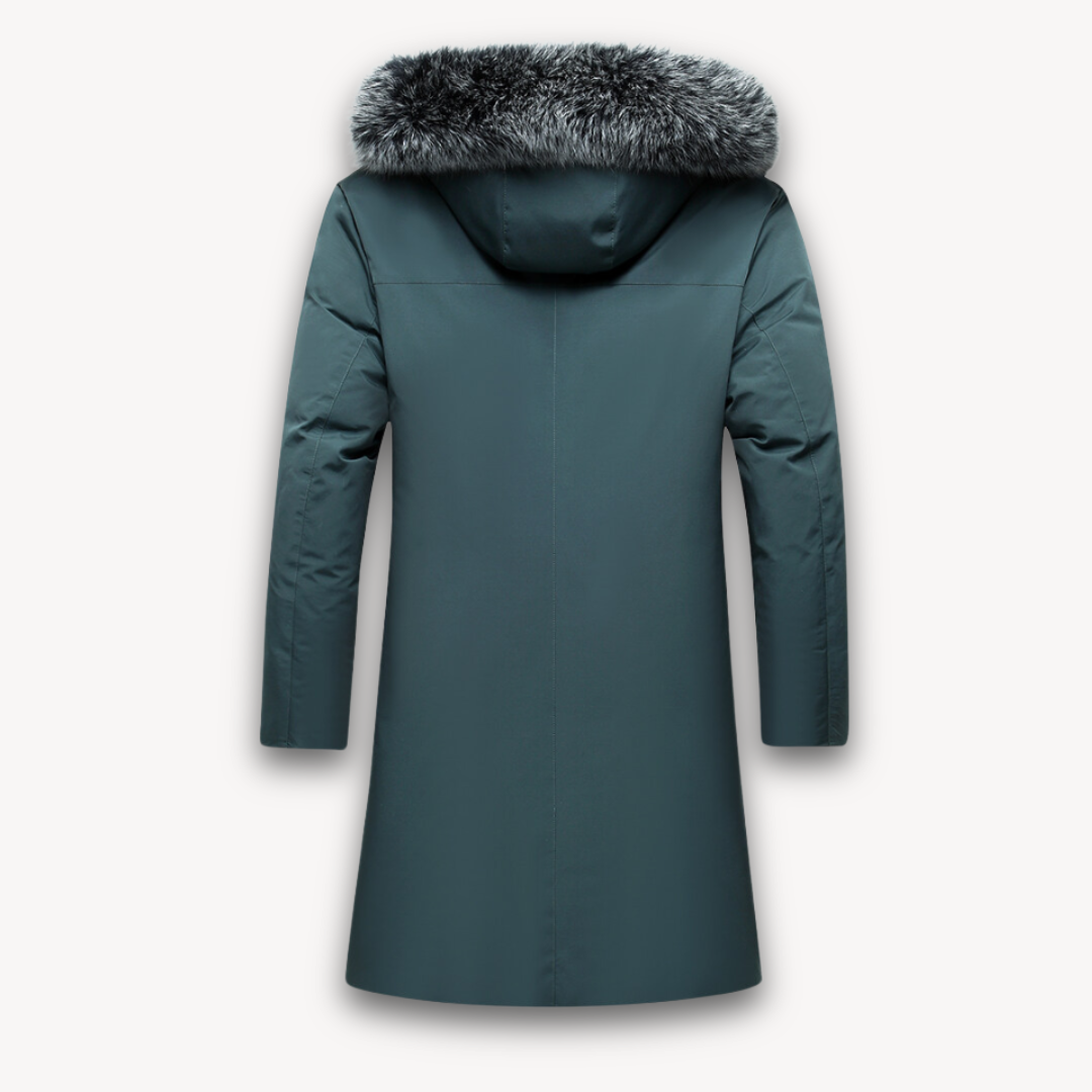 Elarova | Wasserdichter Parka-Mantel für Herren – Kapuze aus Kunstpelz